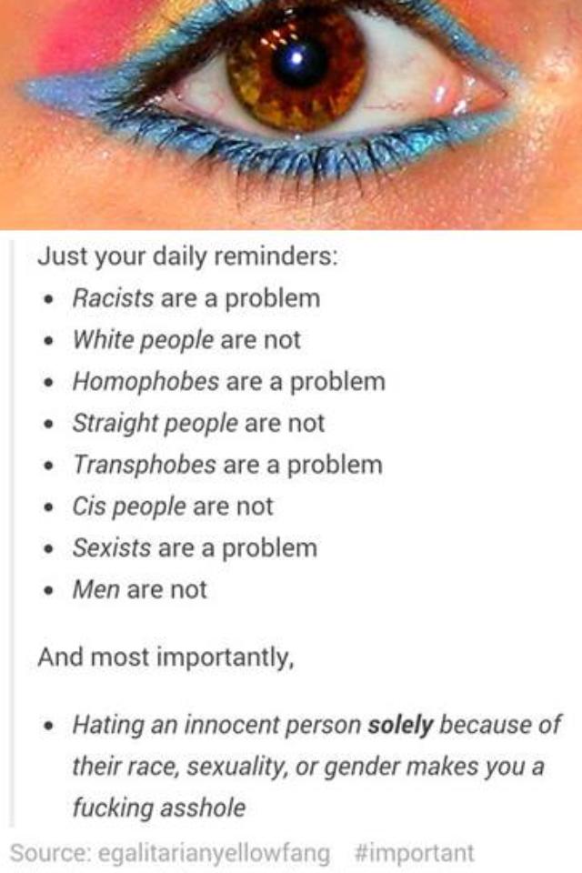 Why I refuse to make exceptions for different races, genders, religions etc.