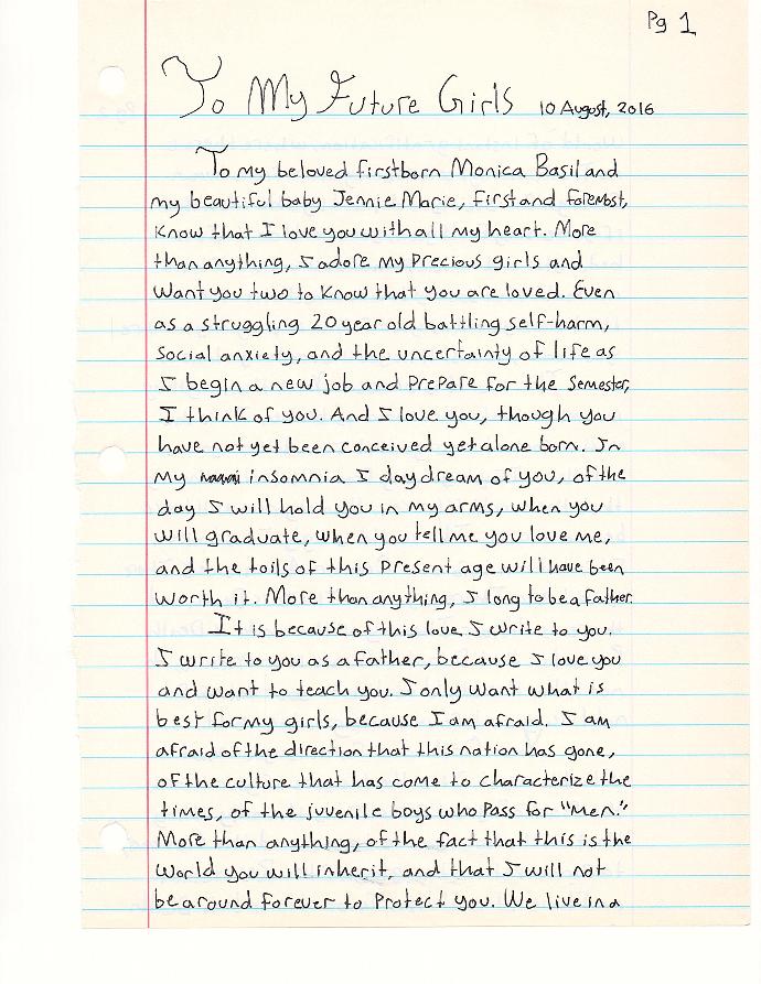An Open, Handwritten Letter to My Future Daughters