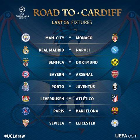 The official result of the UCL draw