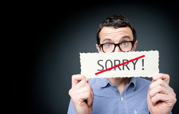 You're not stalking and harassing yourself ... so why say 'sorry'?