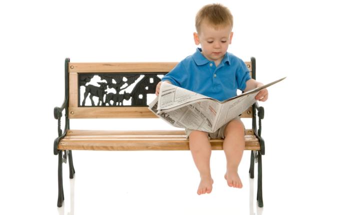 Reading newspaper