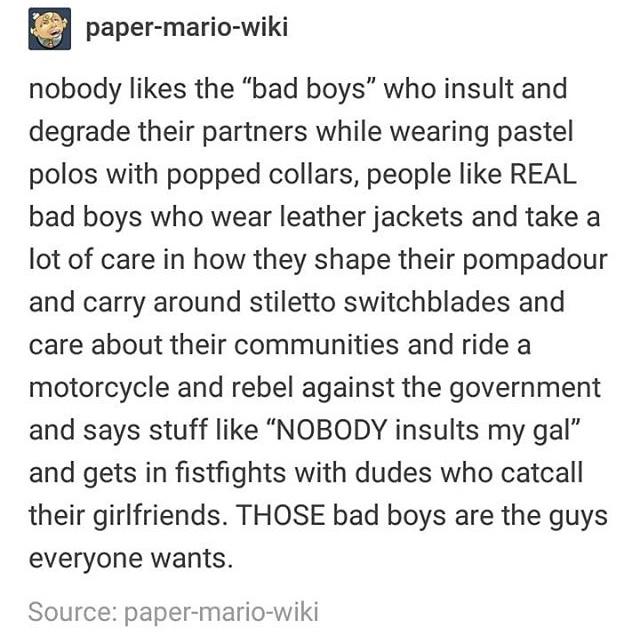 Yes, women like bad boys.