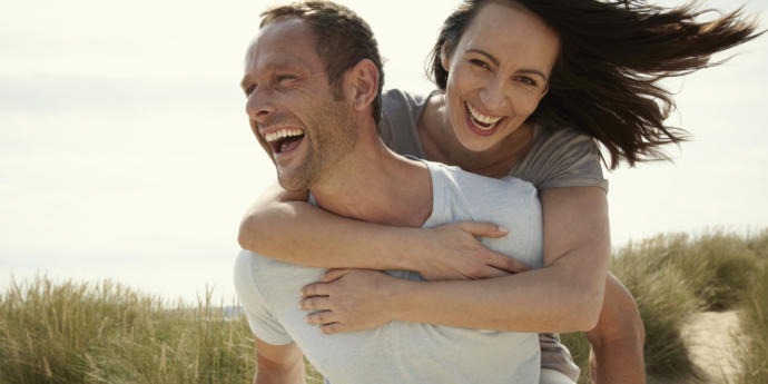 A cheesy photo of a happy couple haha