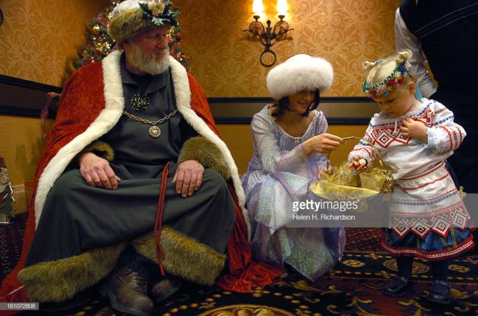 Kazakh girl choosing a gift