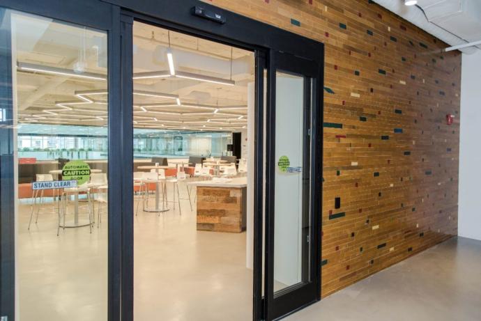 Door separating the company from the general hall of the building