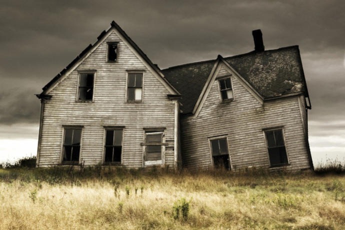 This isn't from the show, but it's not too far from what this charachter's home looked like.  An abandoned building.