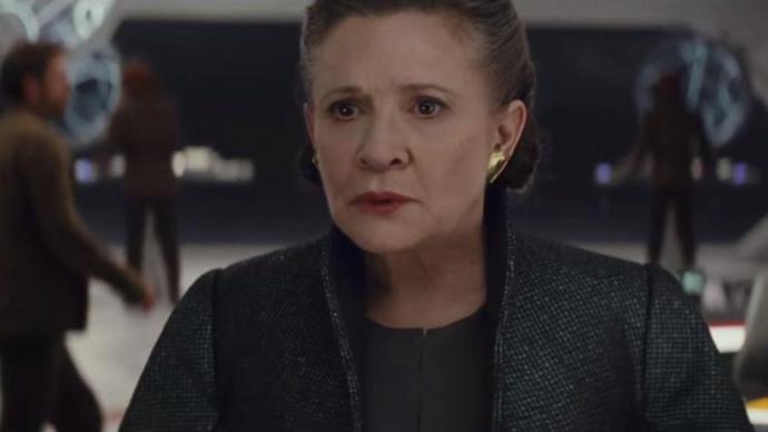 Carrie Fisher as Princess Leia in the last Jedi