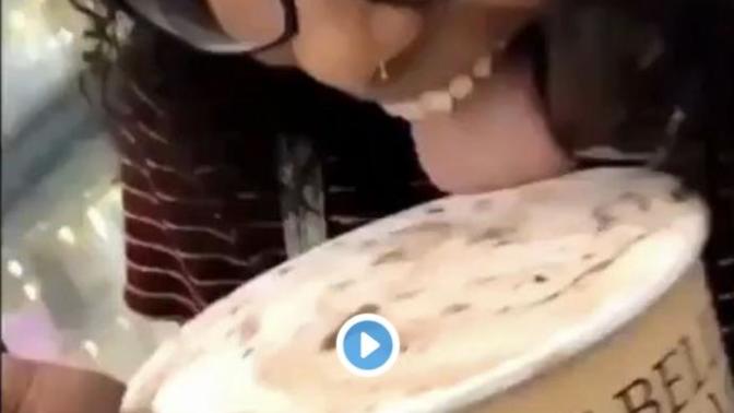 Remember when Ariana licked a donut? Welcome to people licking ice cream!