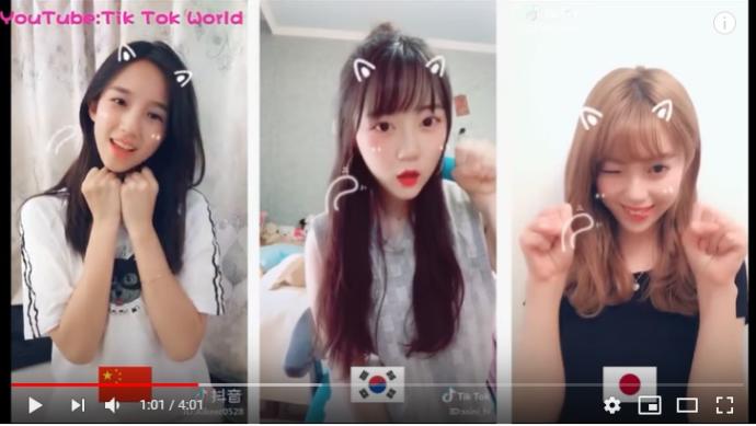 More East Asian girls lip-synching to the popular “Learn to Meow” Song.