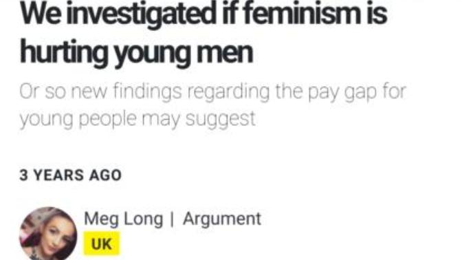 How feminism is harming young men. Even if it helps women, and rightfully complains about older men.