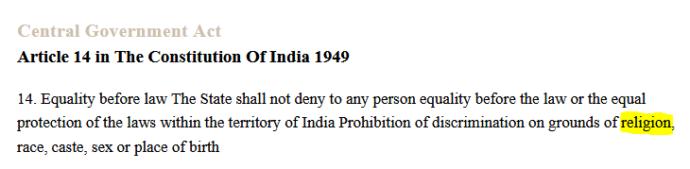 Article 14 of the Indian Constitution