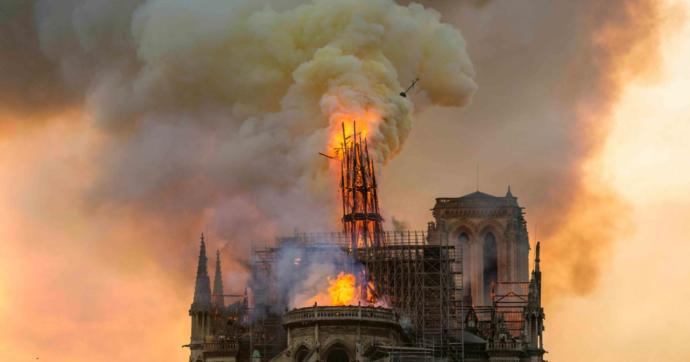 Burning of the Notre Dame in Paris.