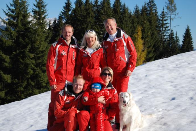 Hermann Maier (left) with his parents and other family (his wife is not pictured)