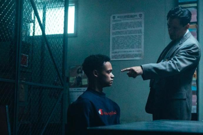 A controversial interrogation scene from “When they see us” that resulted in Netflix getting sued.