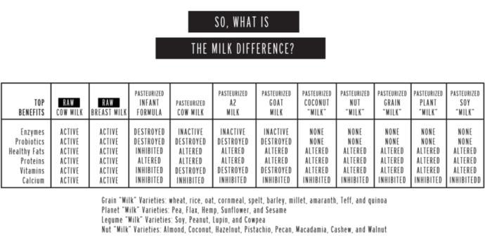 differences & similarities between different milk types