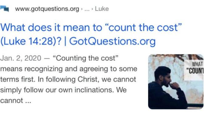 How I understand Luke 14 on counting the cost