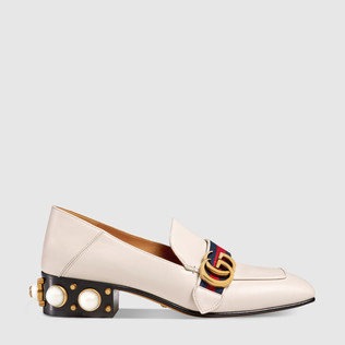 Leather loafers with a mini heel