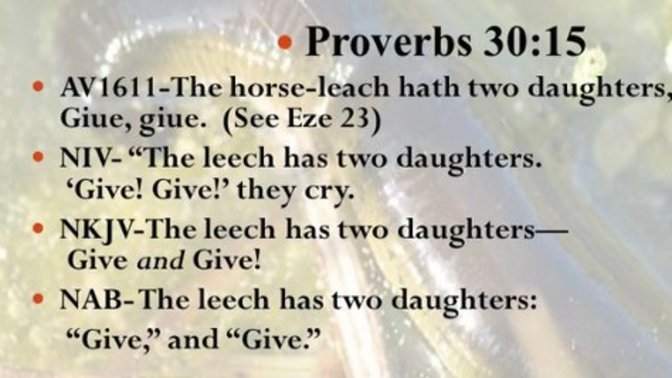 Why the bible says leeches have two daughters