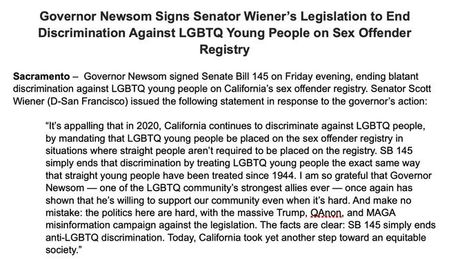 Yes, the gay pedophile lawyer that fought for this bill is literally named Scott Wiener. And yes, he is super, hyper gay.