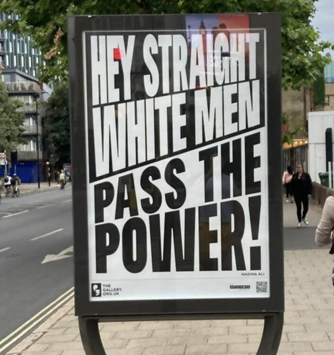 Targeted harassment campaign against "Straight White Men" by the UK Arts Council charity.