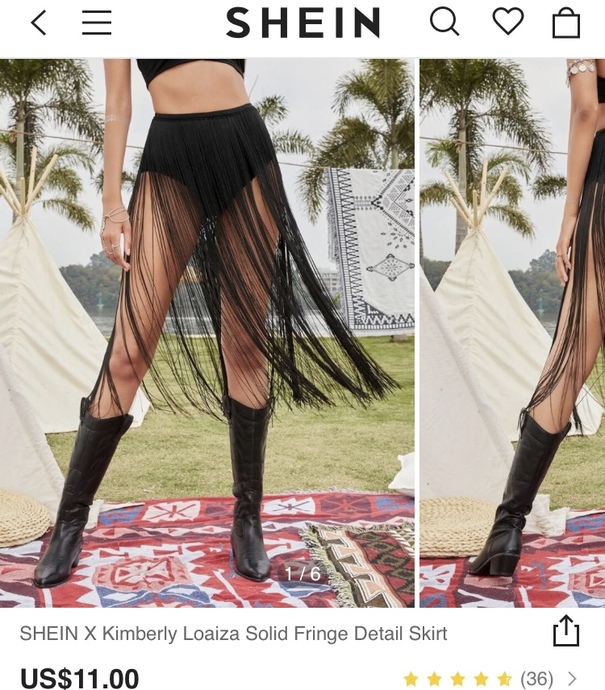 The fringes may also be cut, to appear as a *mini* skirt and not hang below the knees, but mid-thigh