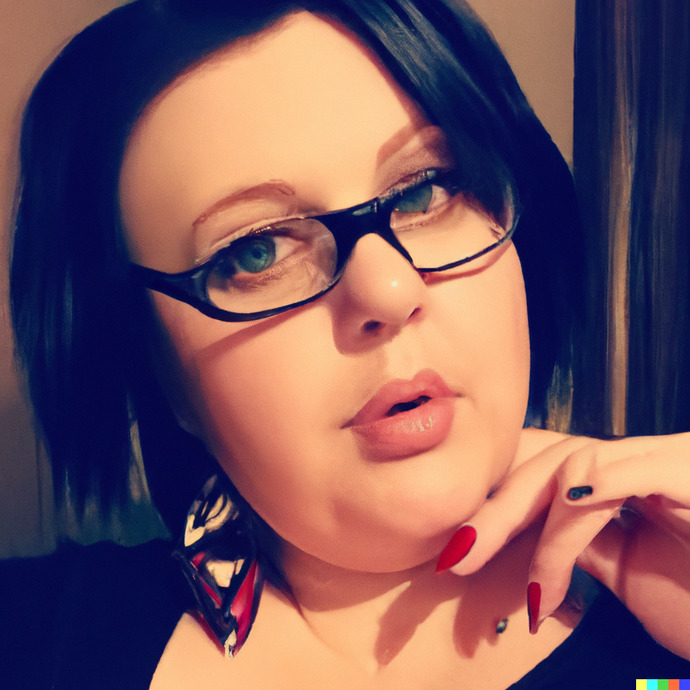 Dall-E recreation of Amanda. (Eleven attempts and THIS monstrosity was the best one out of 44 renders.)