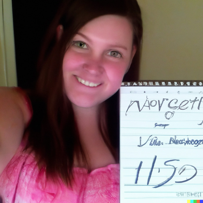 Dall-E recreation of Maggie (looks too young, ears too big, and hair too dark)