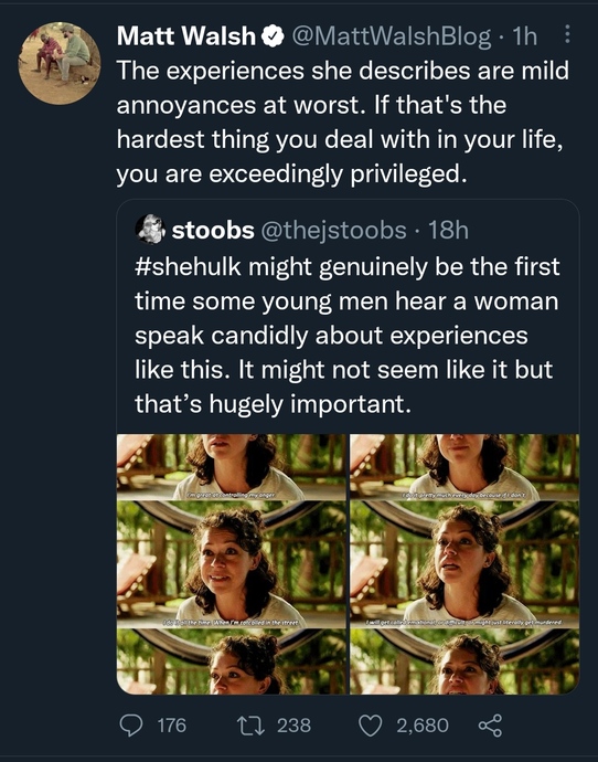 Yes, this was an actual plot beat in the show: Catcalling is worse than domestic abuse.