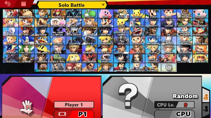 The last Smash game so far. Look at all these characters!