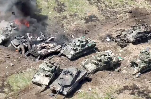 Western armor burning during the Ukrainian counter-offensive