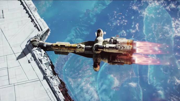 A Hammerhead Corvette Slams into an Imperial Star Destroyer over Scariff