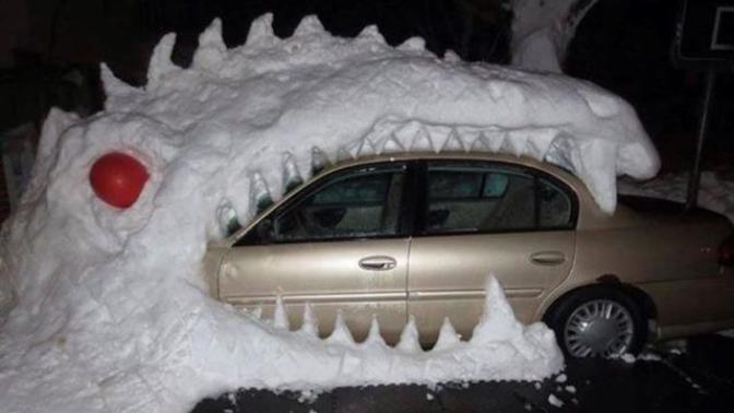 7 Hilariously Clever and Funny Snow Sculptures