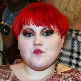 dyed bright red hair
