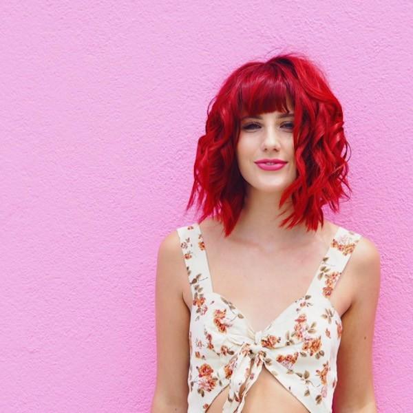 dyed bright red hair hot