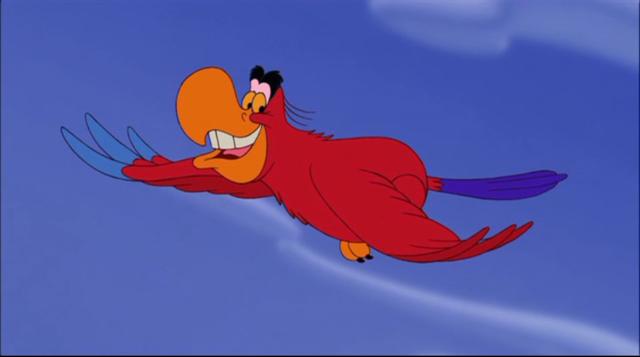 From Aladdin who wins in a fight, the monkey or the parrot?