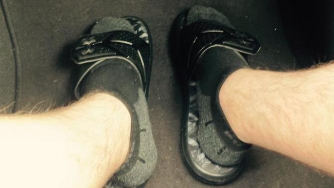 Is wearing socks with slides a tool-ish thing to do?