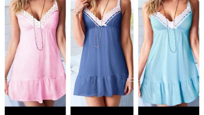 I have red hair, green eyes, and fair skin. Should I buy the pink stripe, dark blue or sky blue dress?