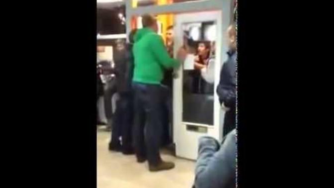 Girl attacks man first, then gets punched through a window. Is the guy out of order, or is this the equality?