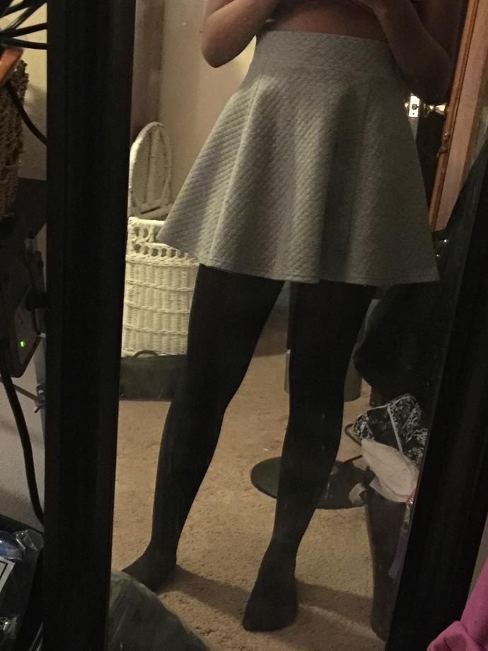 Black tights w/ a grey skirt? 