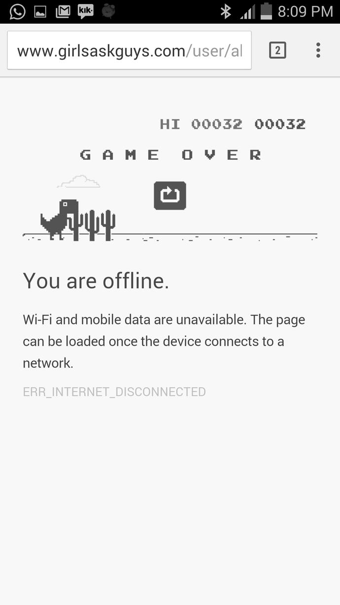 Did you know that there is a game on Chrome when your offline?