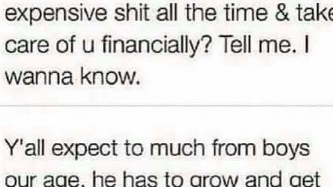 Do you feel like girls expect too much from guys nowadays?