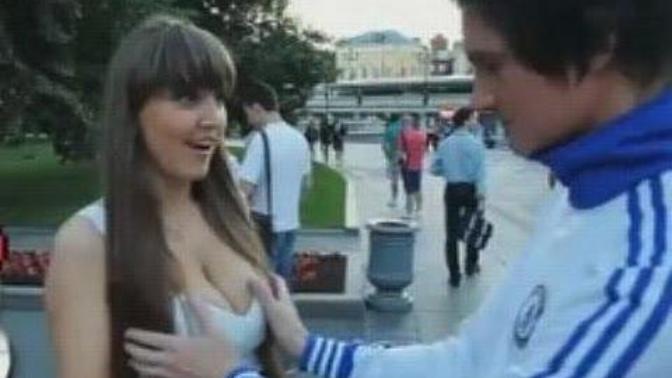 Girls, if a stranger with a camera came up to you and asked you if he could touch your breasts, would you say yes or no?