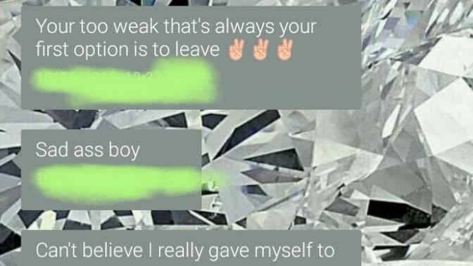 Breakup text. Ex is grey, I'm green. Am I wrong?