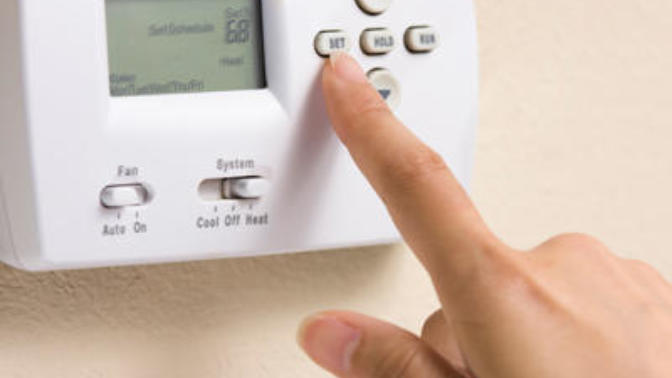 Who controls the temp at your house and what does it stay on?