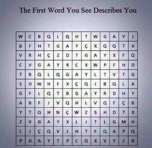 What is the first word that describes you in this word search?