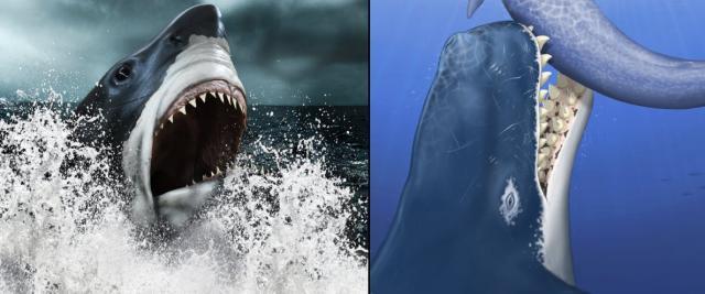 Who do you think has the more intimidating set of jaws, Megalodon (right) or Livyatan (Left)?