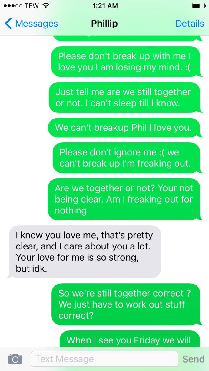 What is my boyfriend saying I'm freaking out?