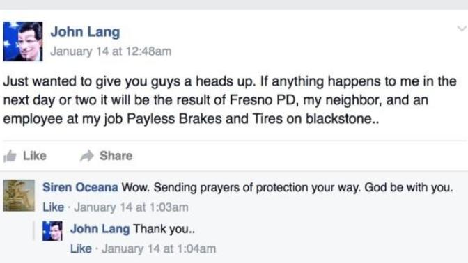 John Lang, an activist in Fresno, predicts death and says cops killed him. THOUGHTS?