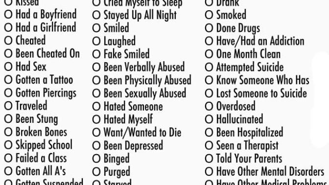 Are you brave enough for the "Things I Have Done Challenge"?