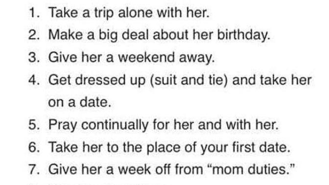 10 things to do for your husband every year?